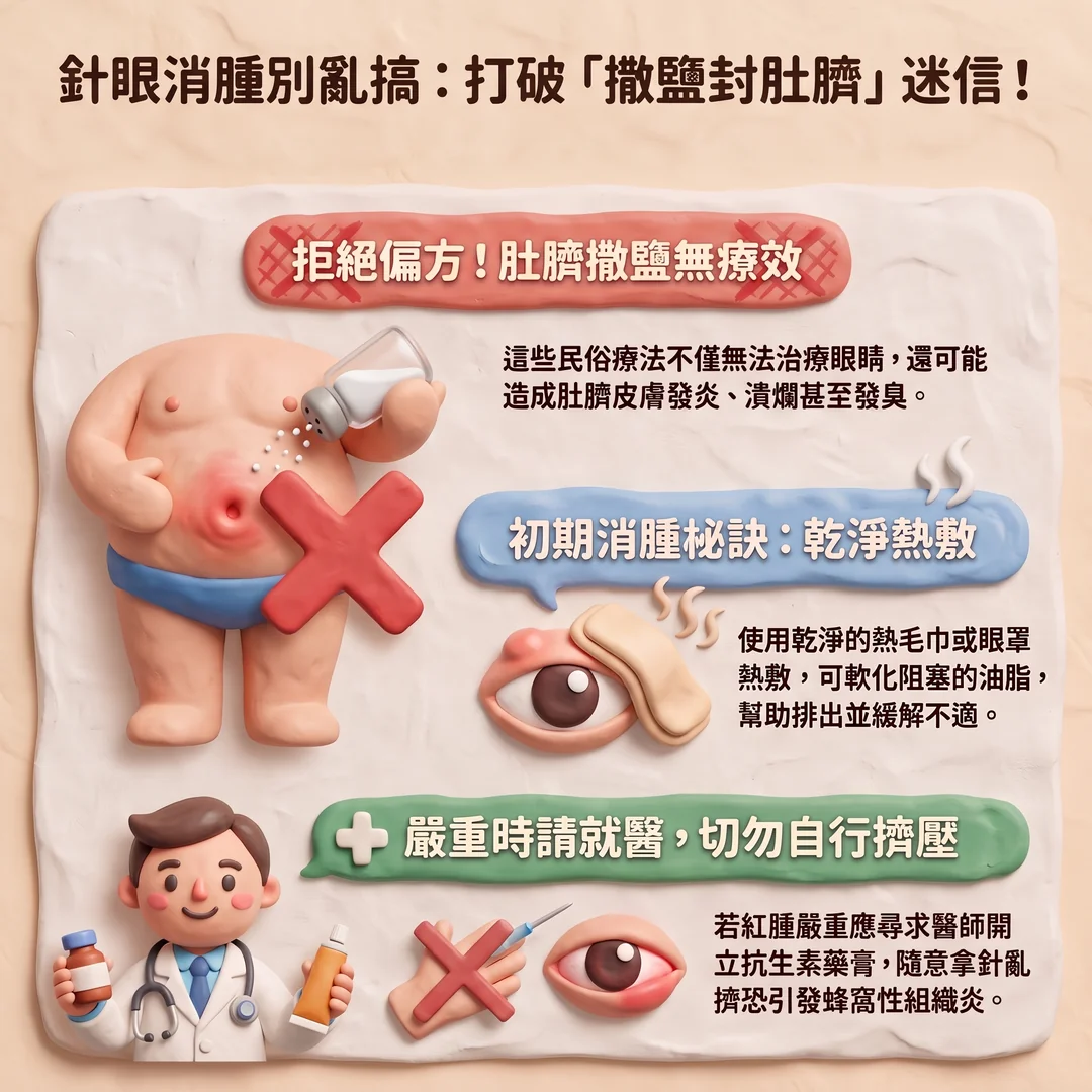 針眼護理與迷信破解（圖／AI生成製圖）