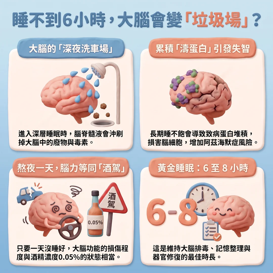 睡眠不足影響大腦健康（圖／AI生成製圖）
