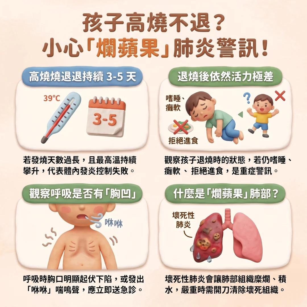 兒童肺炎四大警訊（圖／AI生成製圖）