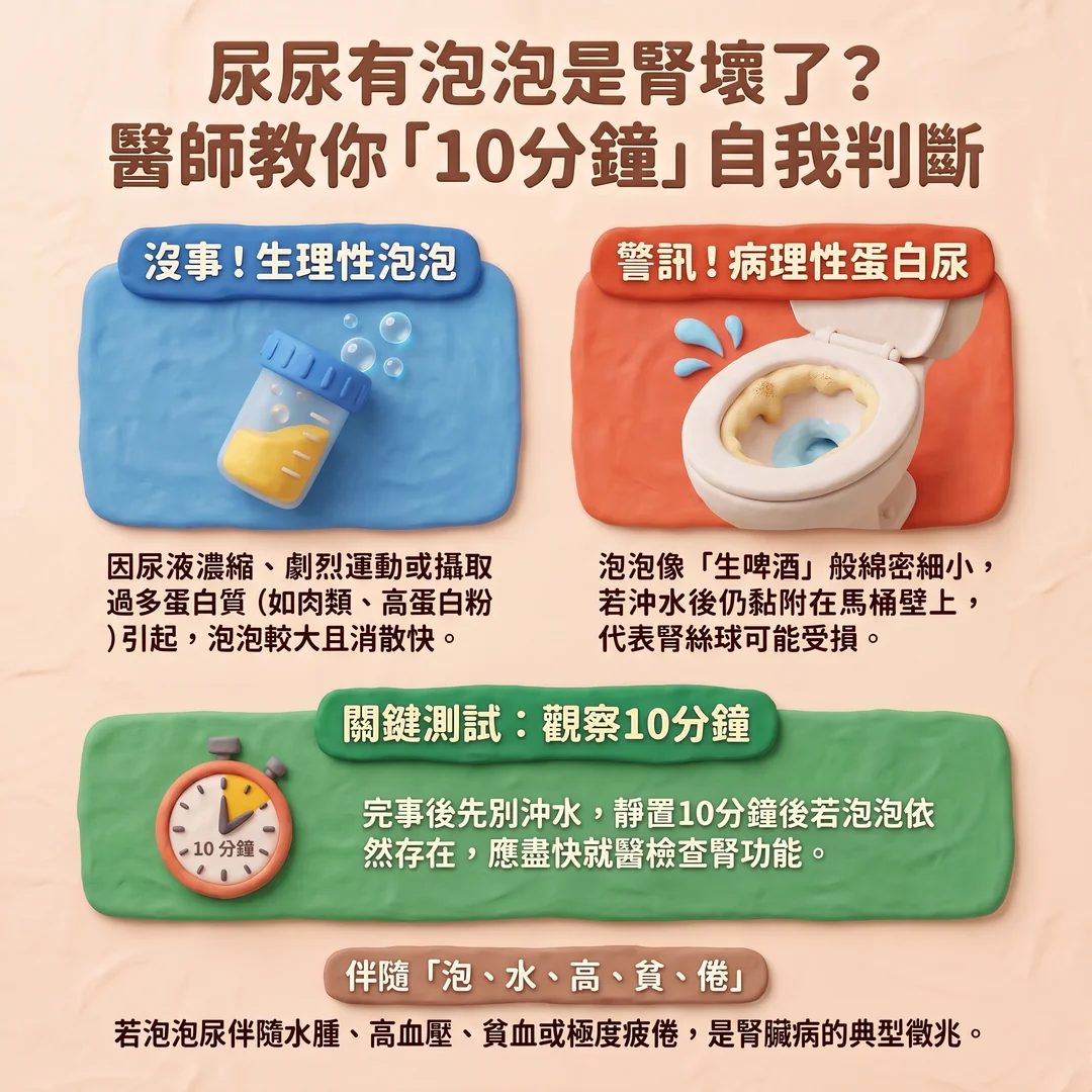 泡泡尿十分鐘自我判斷指南（圖／AI生成製圖）