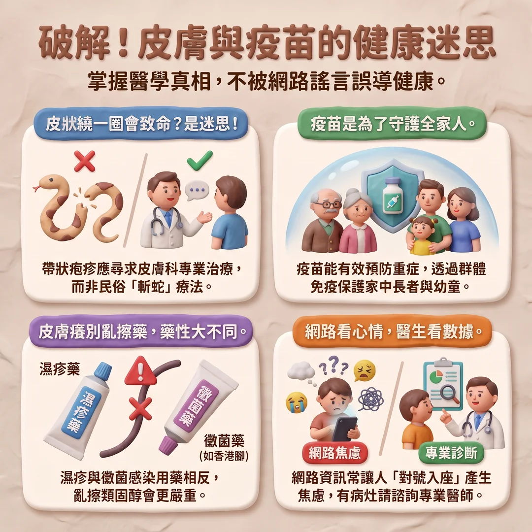 破解皮膚與疫苗健康迷思(圖/AI生成製圖)