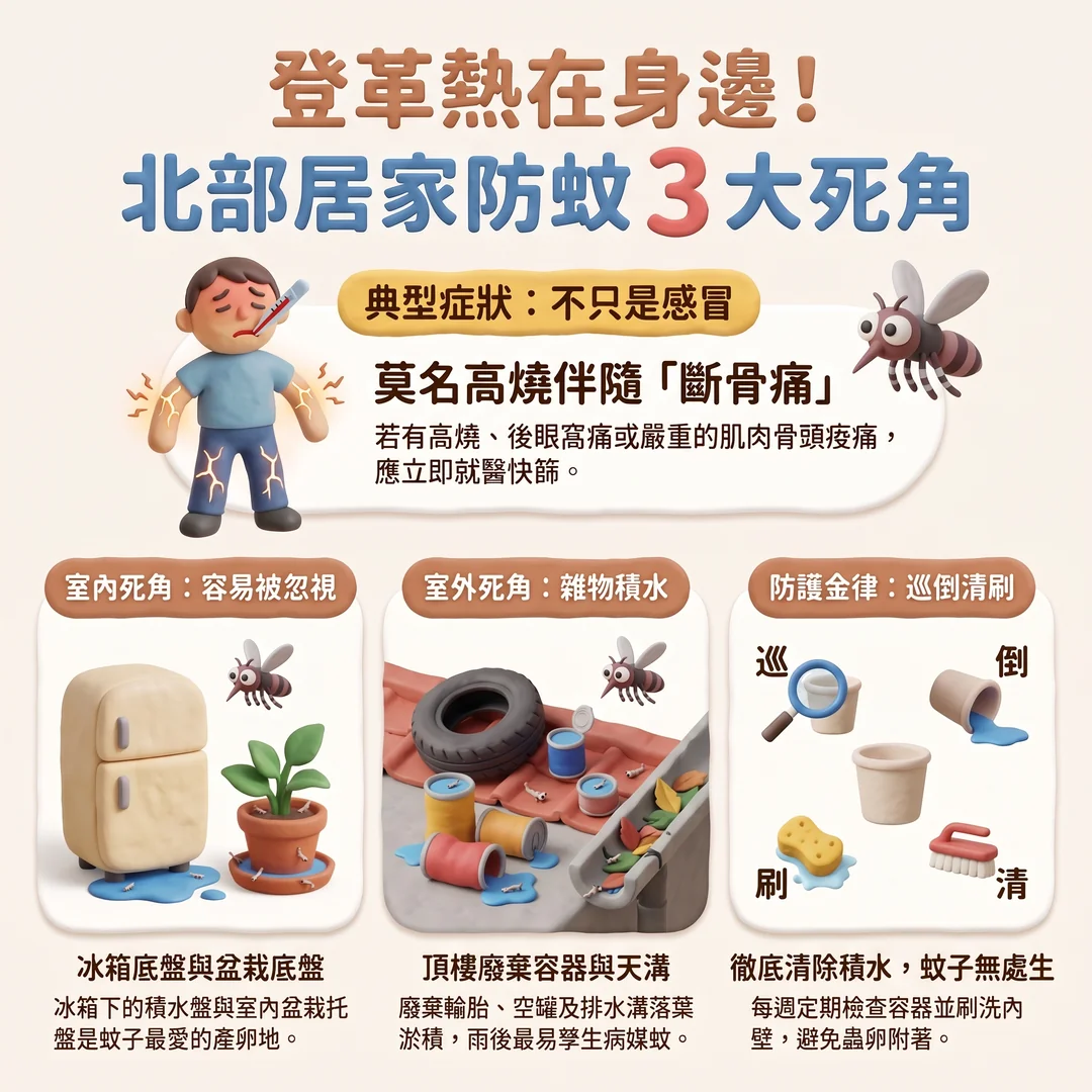 北部居家登革熱防蚊指南(圖/AI生成製圖)