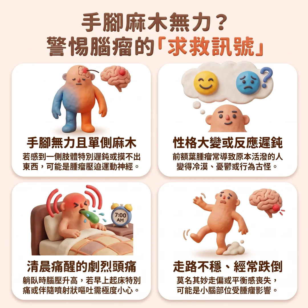 警惕腦瘤的四個警訊(圖/AI生成製圖)