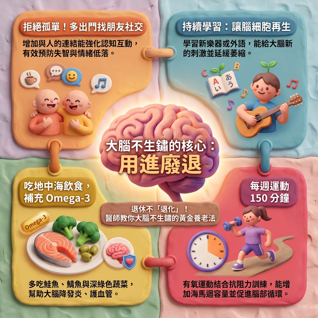 大腦健康的養老秘訣(圖/AI生成製圖)