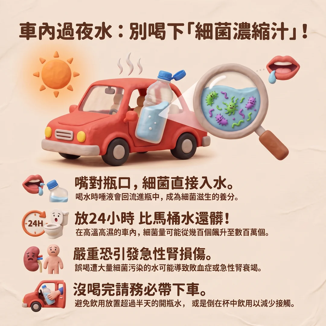 別喝車內過夜水(圖/AI生成製圖)