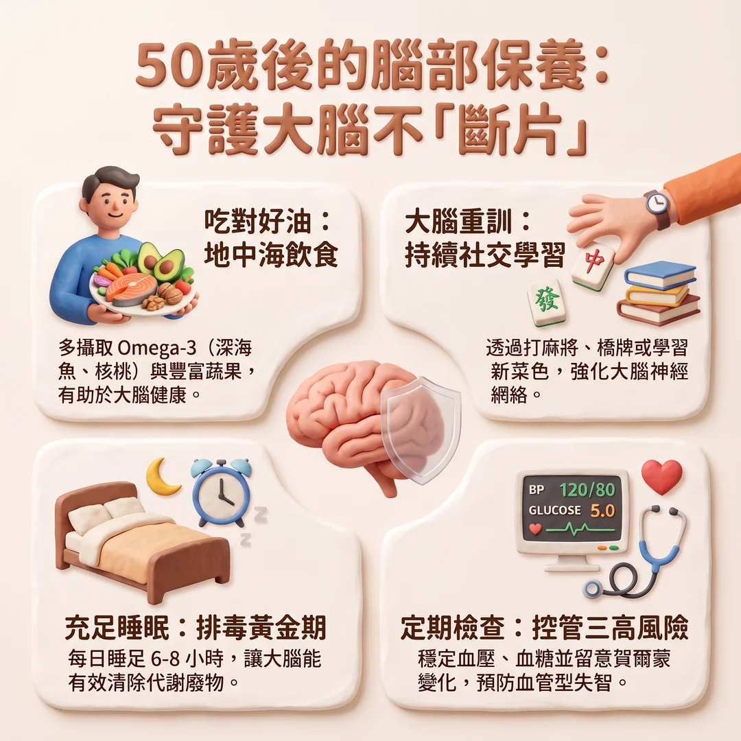 50歲後腦部保養指南(圖/AI生成製圖)
