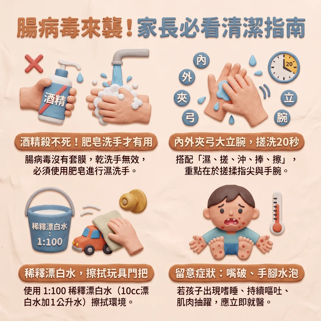 腸病毒家長清潔指南(圖/AI生成製圖)