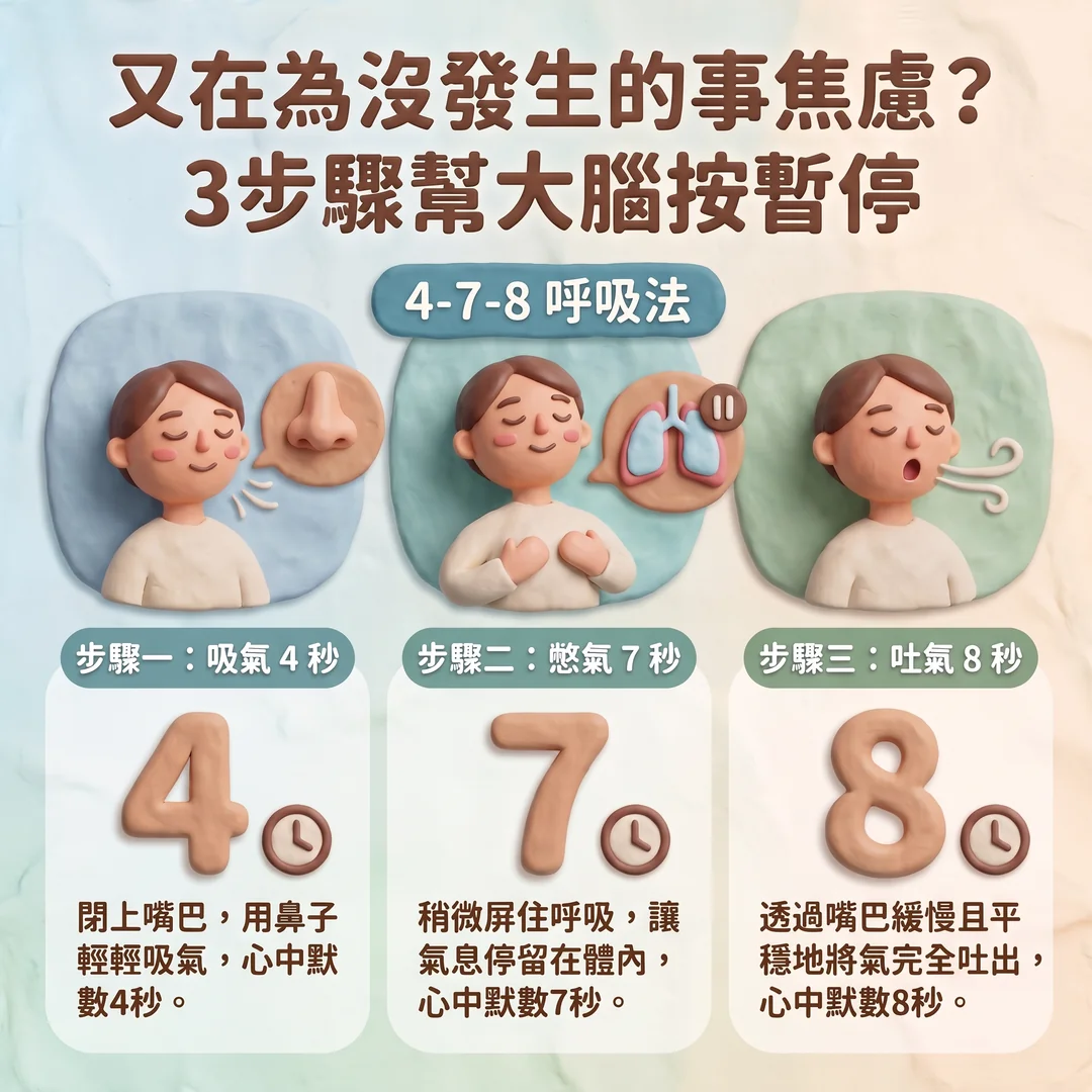 4-7-8呼吸法（圖／AI生成製圖）
