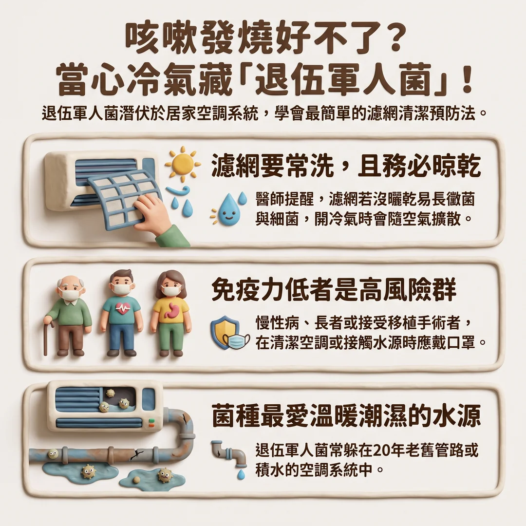 預防冷氣退伍軍人菌(圖/AI生成製圖)