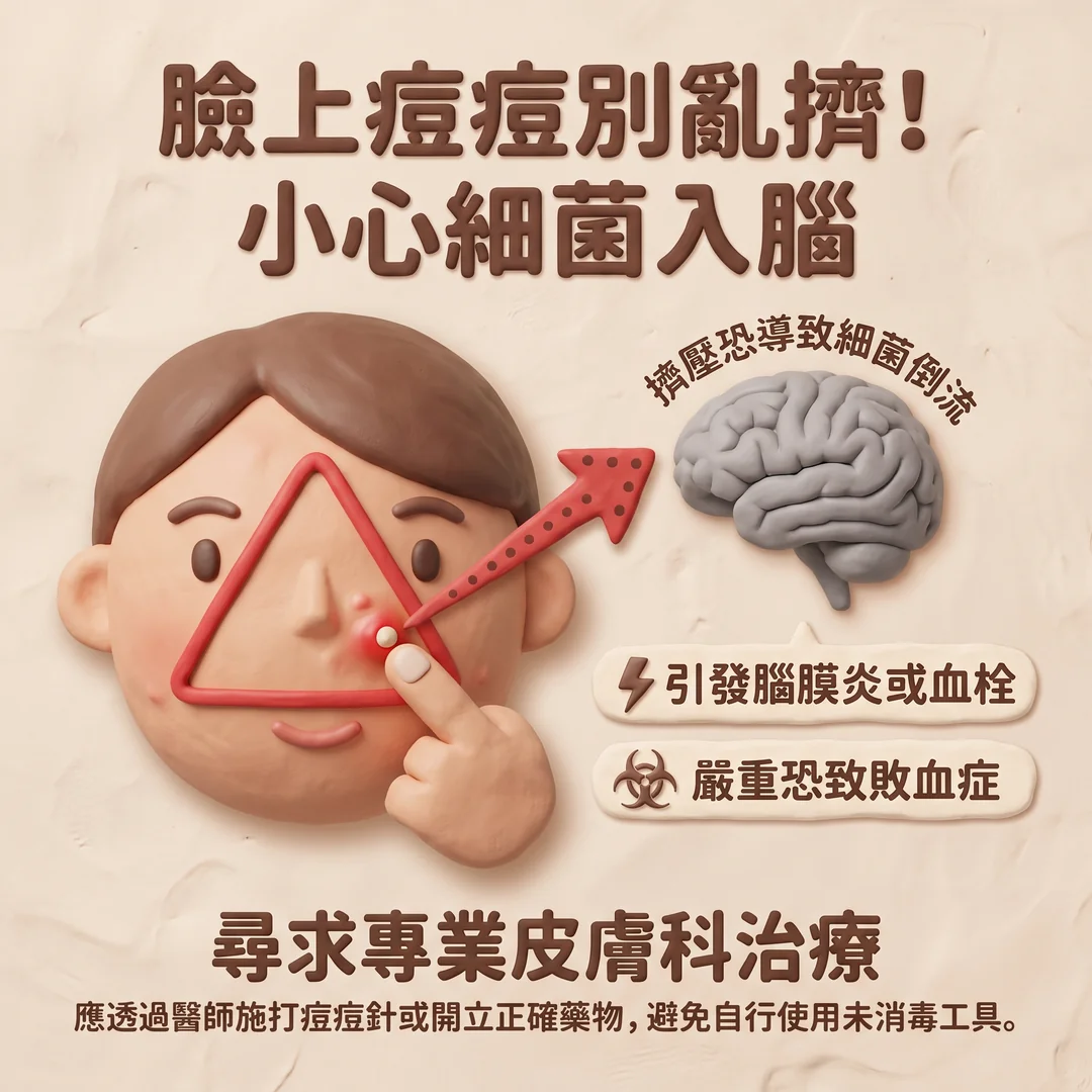 臉部擠痘安全警示(圖/AI生成製圖)