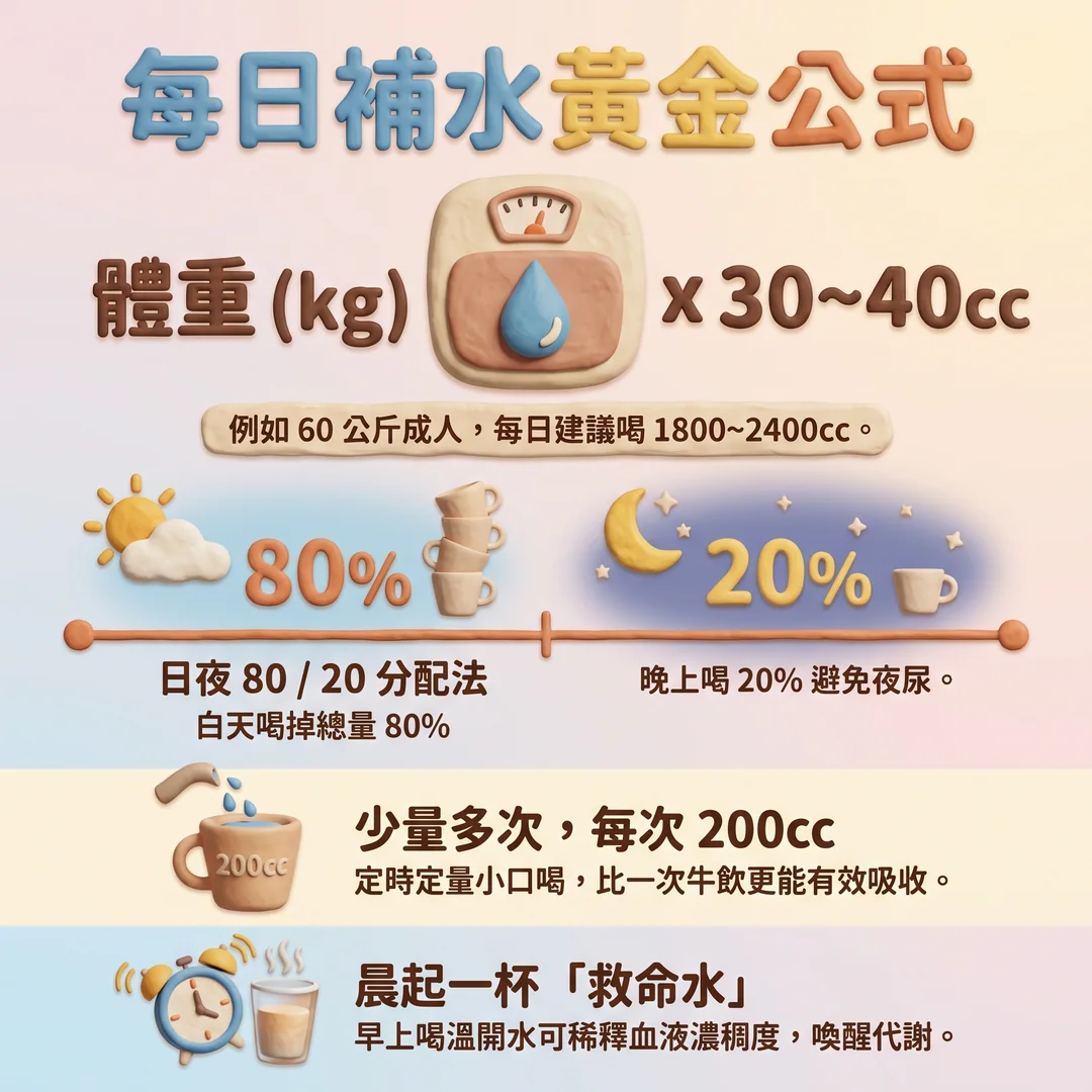 每日補水黃金公式指南(圖/AI生成製圖)