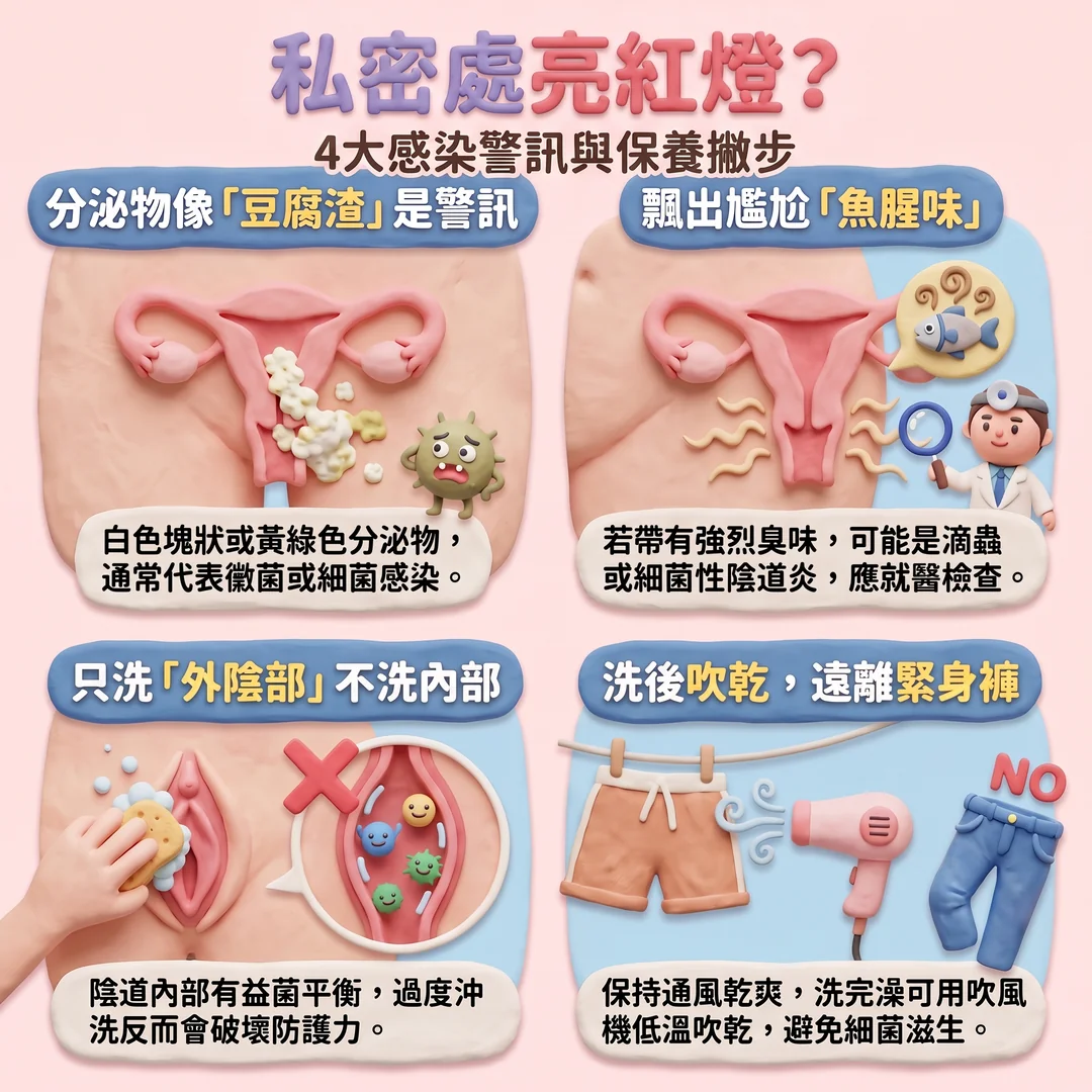 私密處感染警訊與保養（圖／AI生成製圖）
