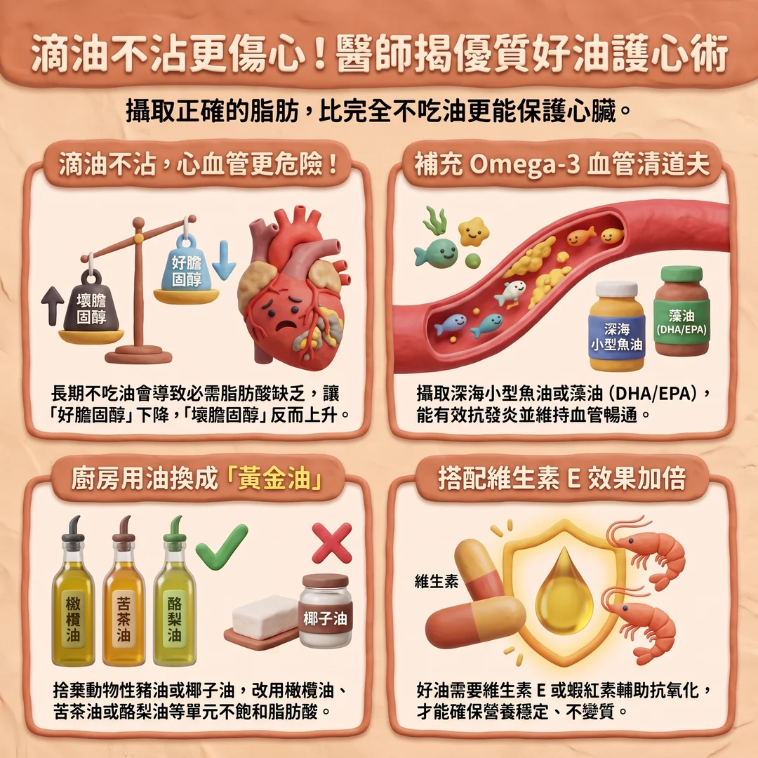 醫師揭優質好油護心術（圖／AI生成製圖）