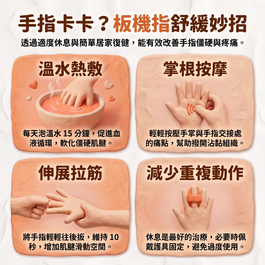板機指居家舒緩妙招(圖/AI生成製圖)