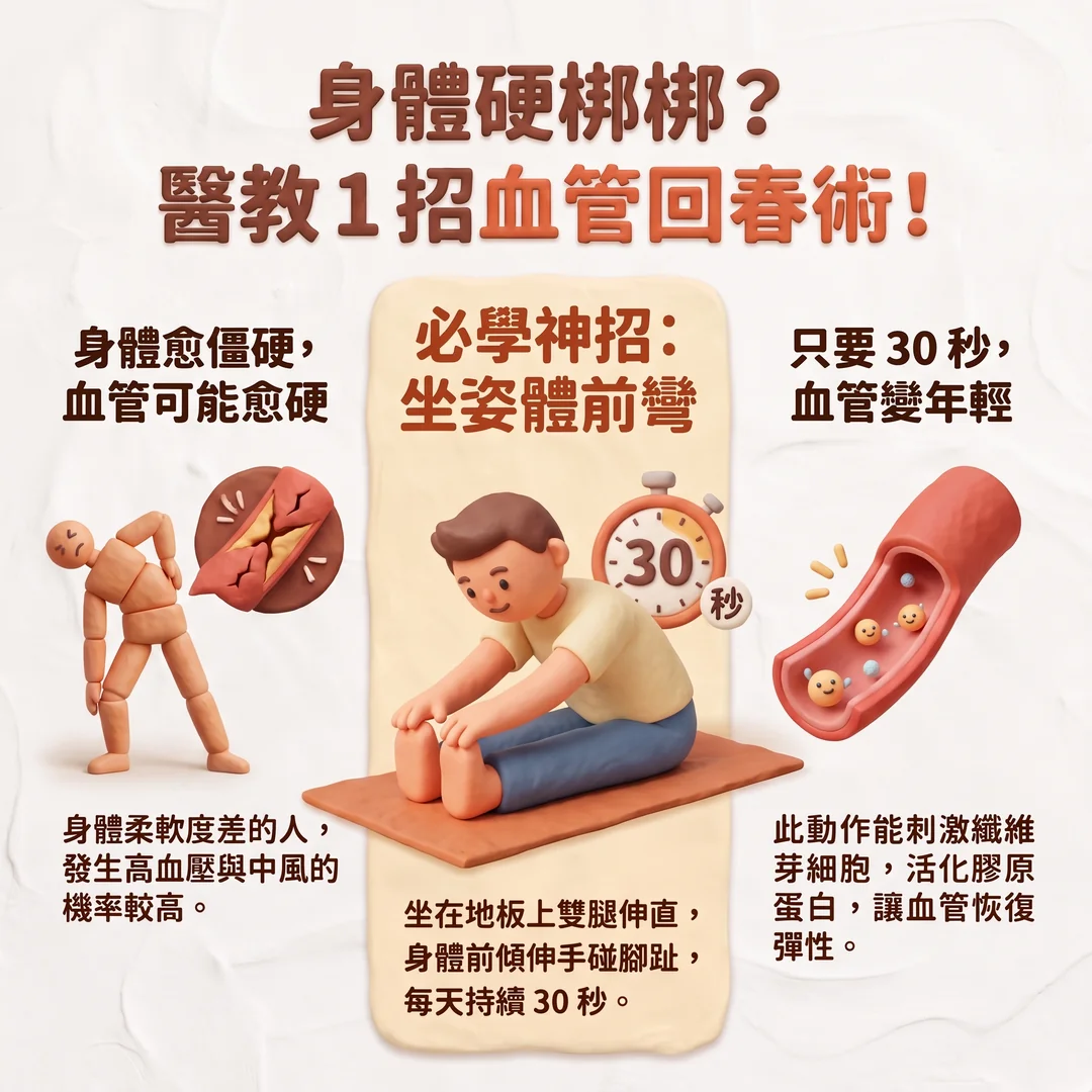坐姿體前彎血管回春術(圖/AI生成製圖)