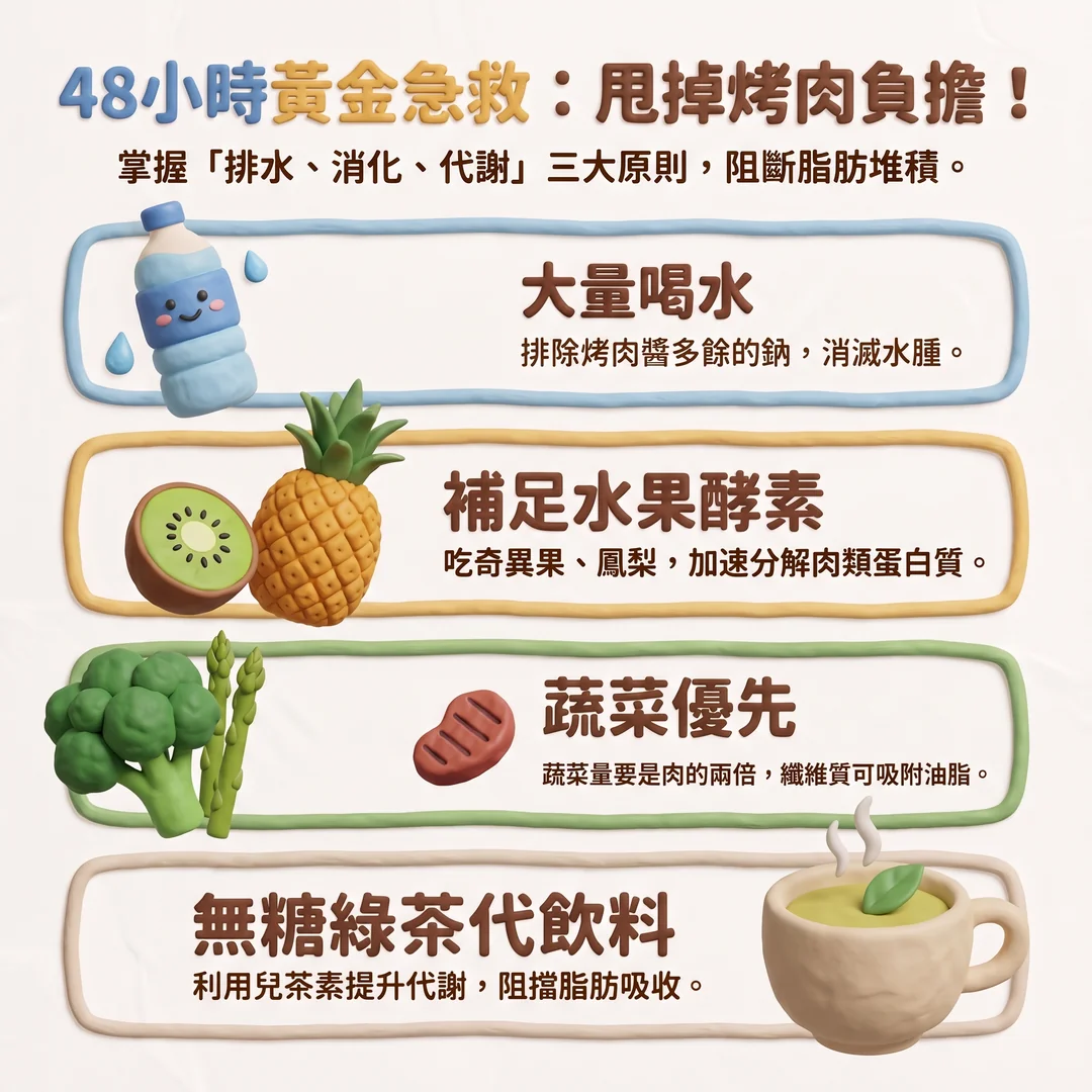 48小時甩掉烤肉負擔（圖／AI生成製圖）