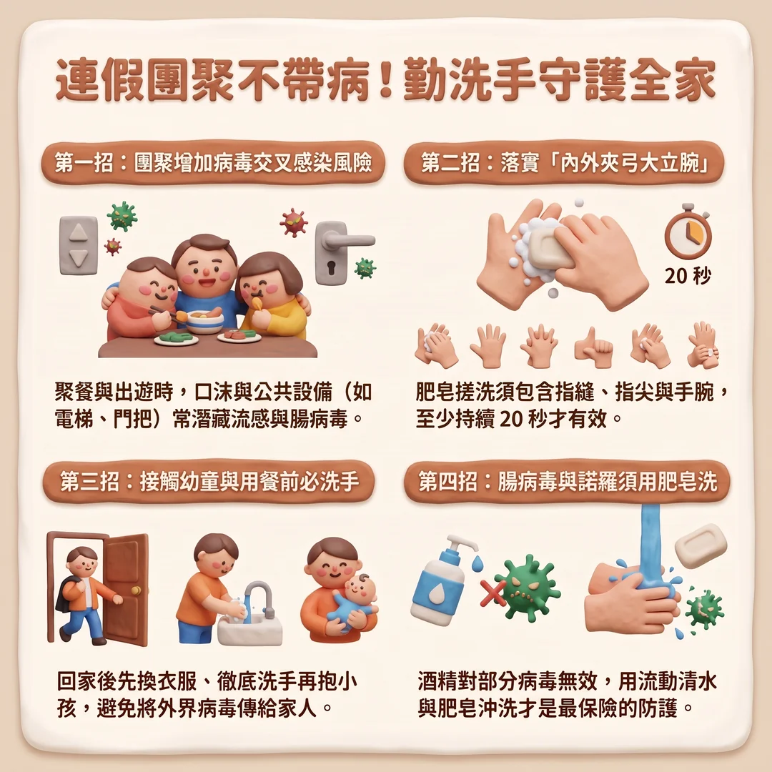 連假勤洗手守護全家(圖/AI生成製圖)