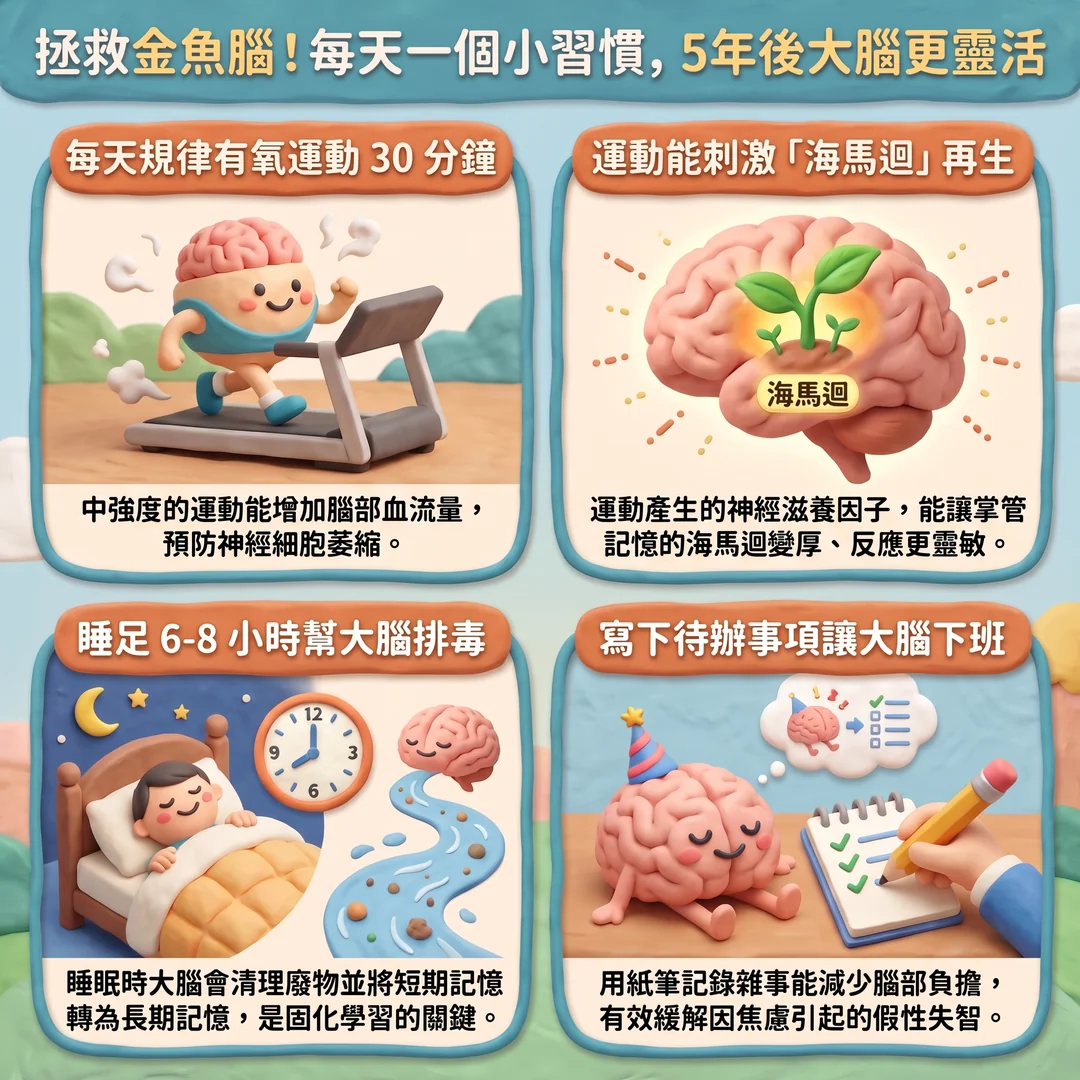 提升腦力的四個小習慣（圖／AI生成製圖）