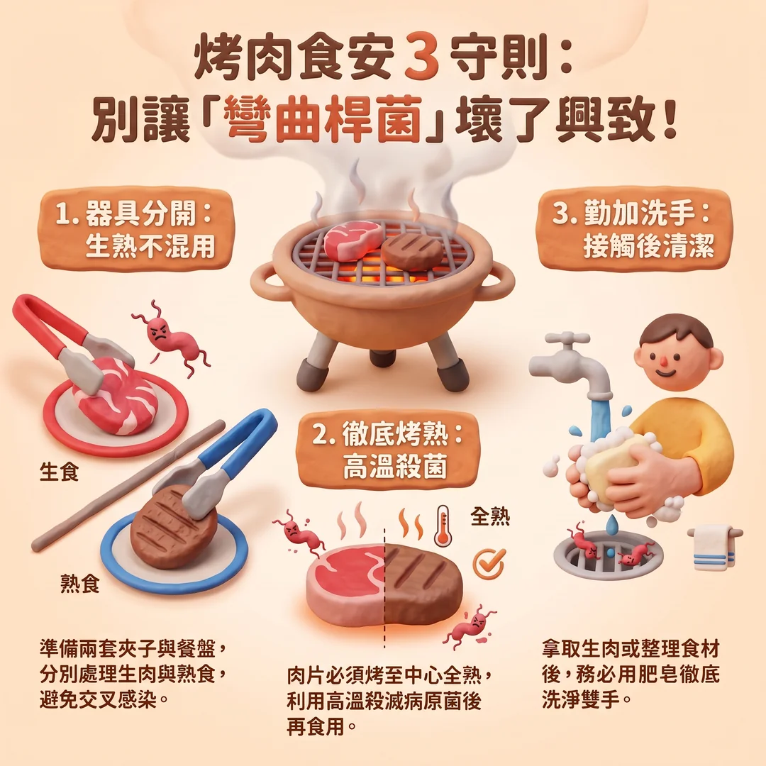 烤肉食安三守則（圖／AI生成製圖）