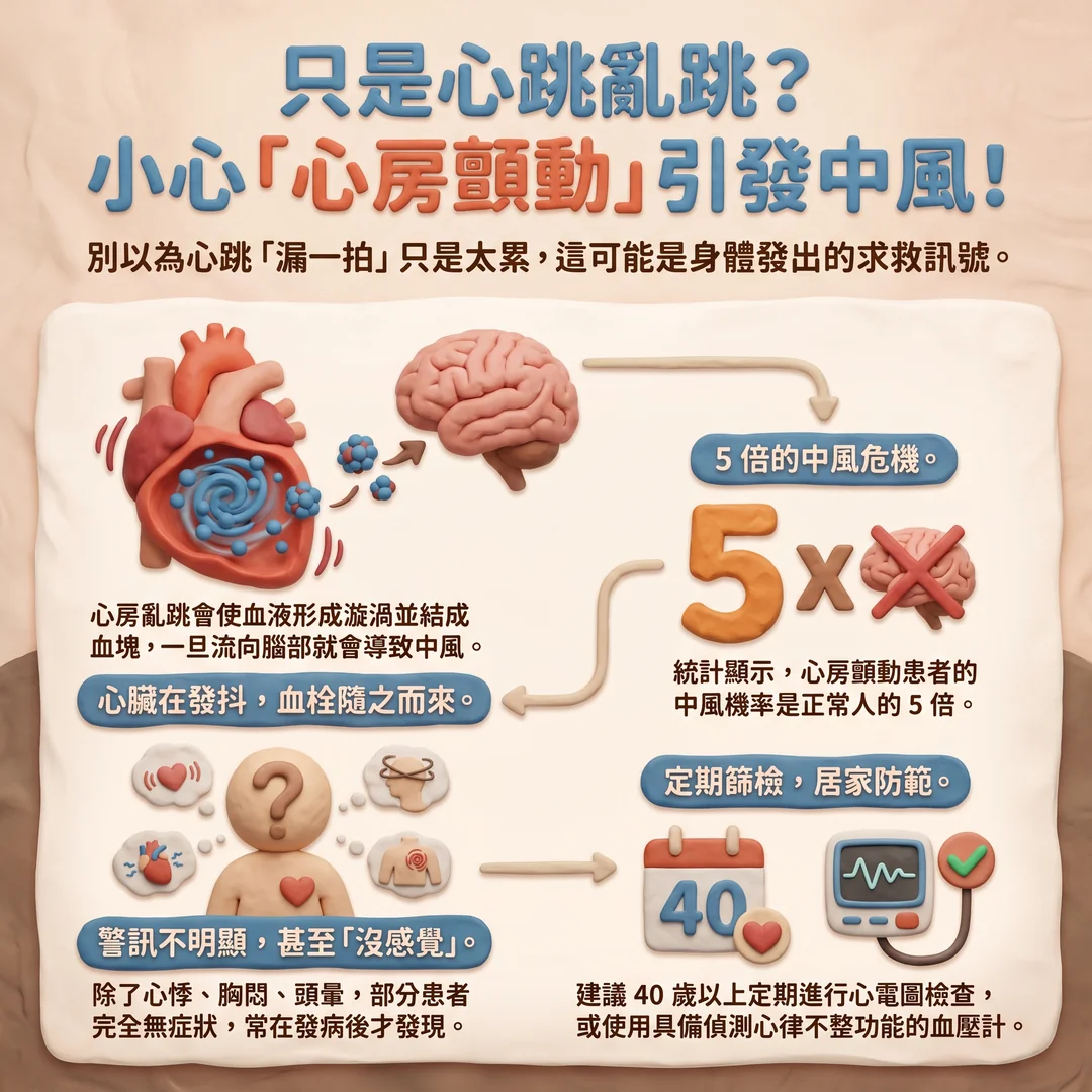 小心心房顫動引發中風（圖／AI生成製圖）