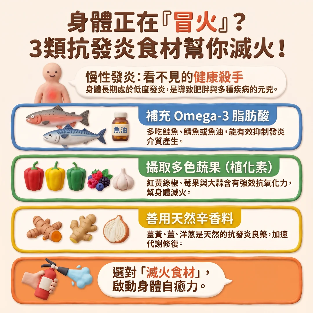 三類抗發炎食材推薦(圖/AI生成製圖)