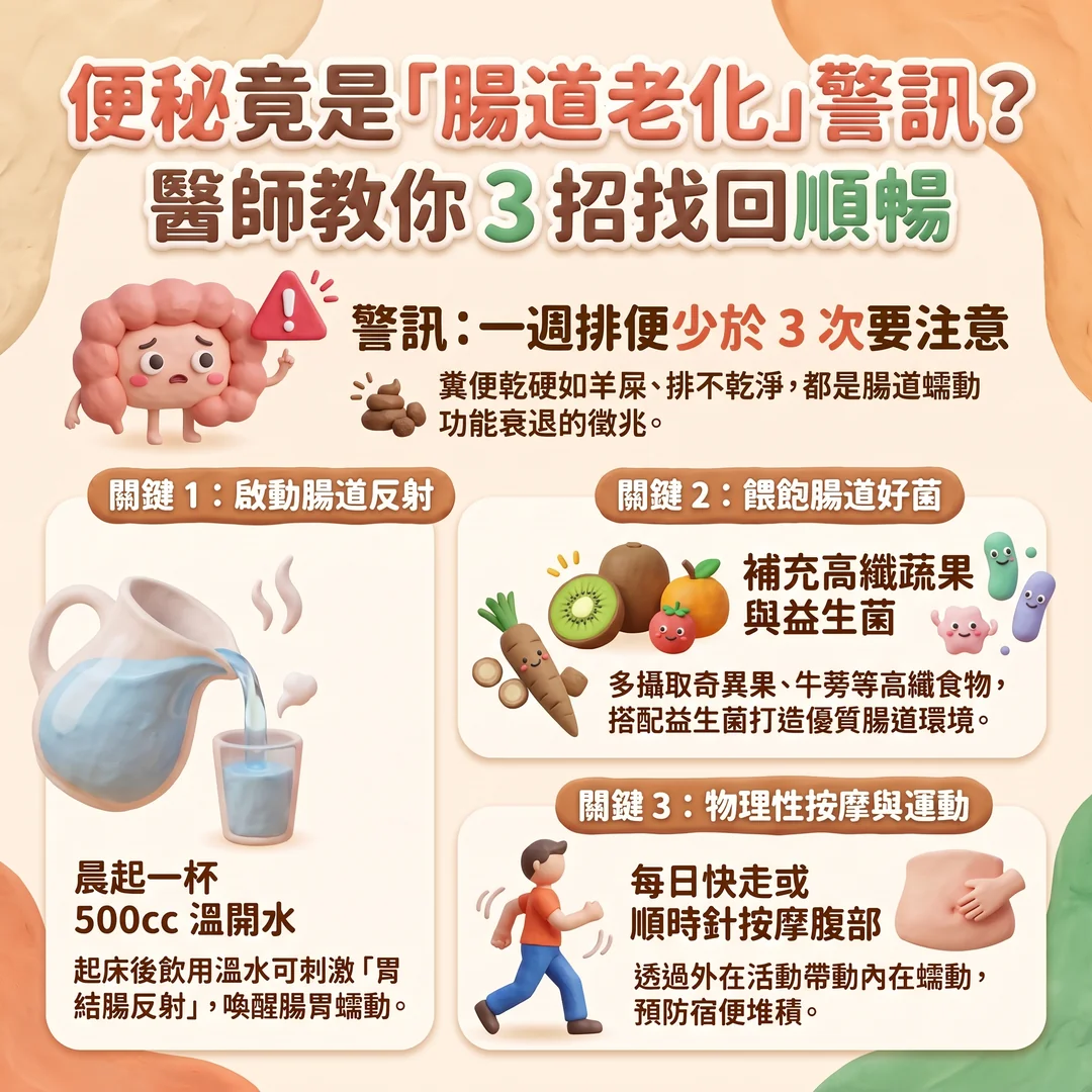 改善便秘的三大招式(圖/AI生成製圖)