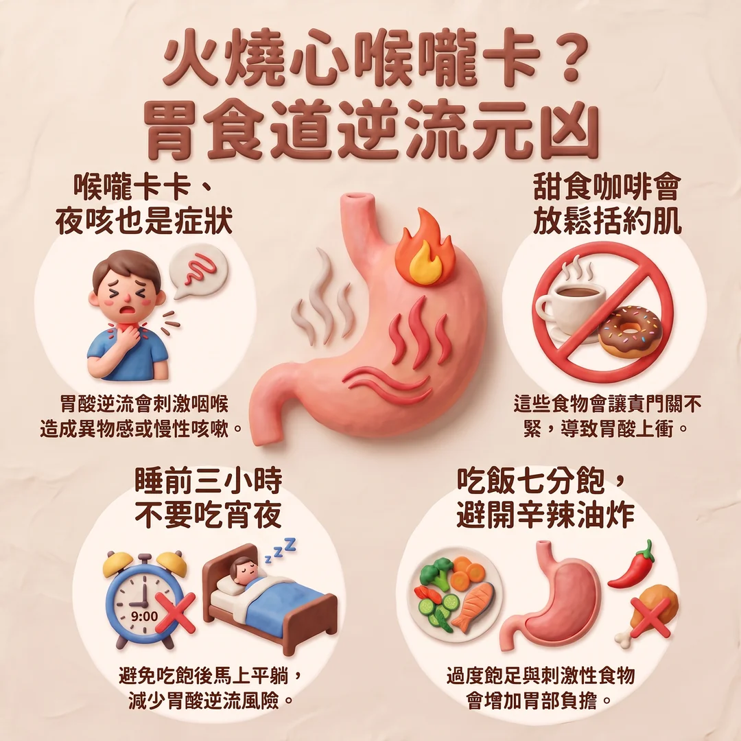 胃食道逆流症狀與預防(圖/AI生成製圖)
