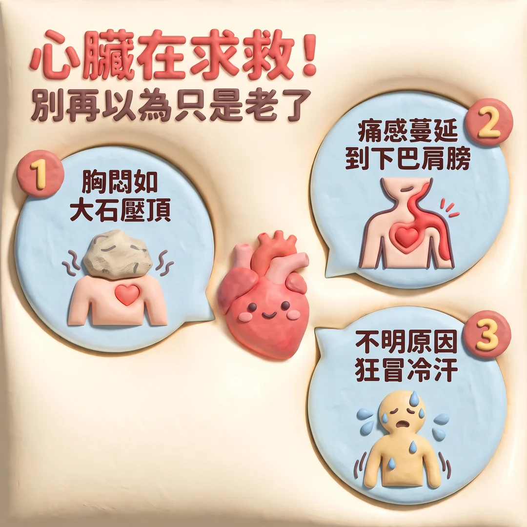 心臟求救的三大警訊（圖／AI生成製圖）