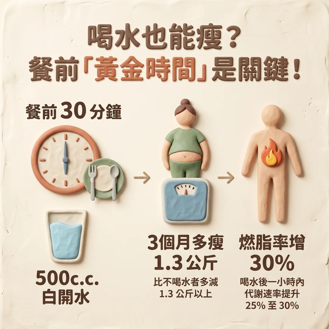 餐前<a href='/search/tags/喝水減重/' target='_blank'>喝水減重</a>關鍵秘訣(圖/AI生成製圖)