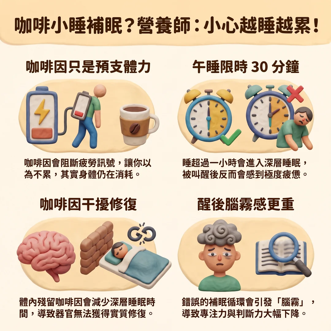 咖啡補眠越睡越累（圖／AI生成製圖）