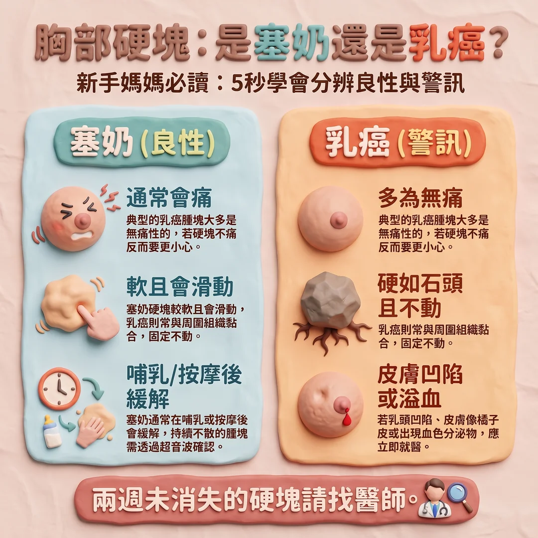 分辨塞奶與乳癌硬塊(圖/AI生成製圖)