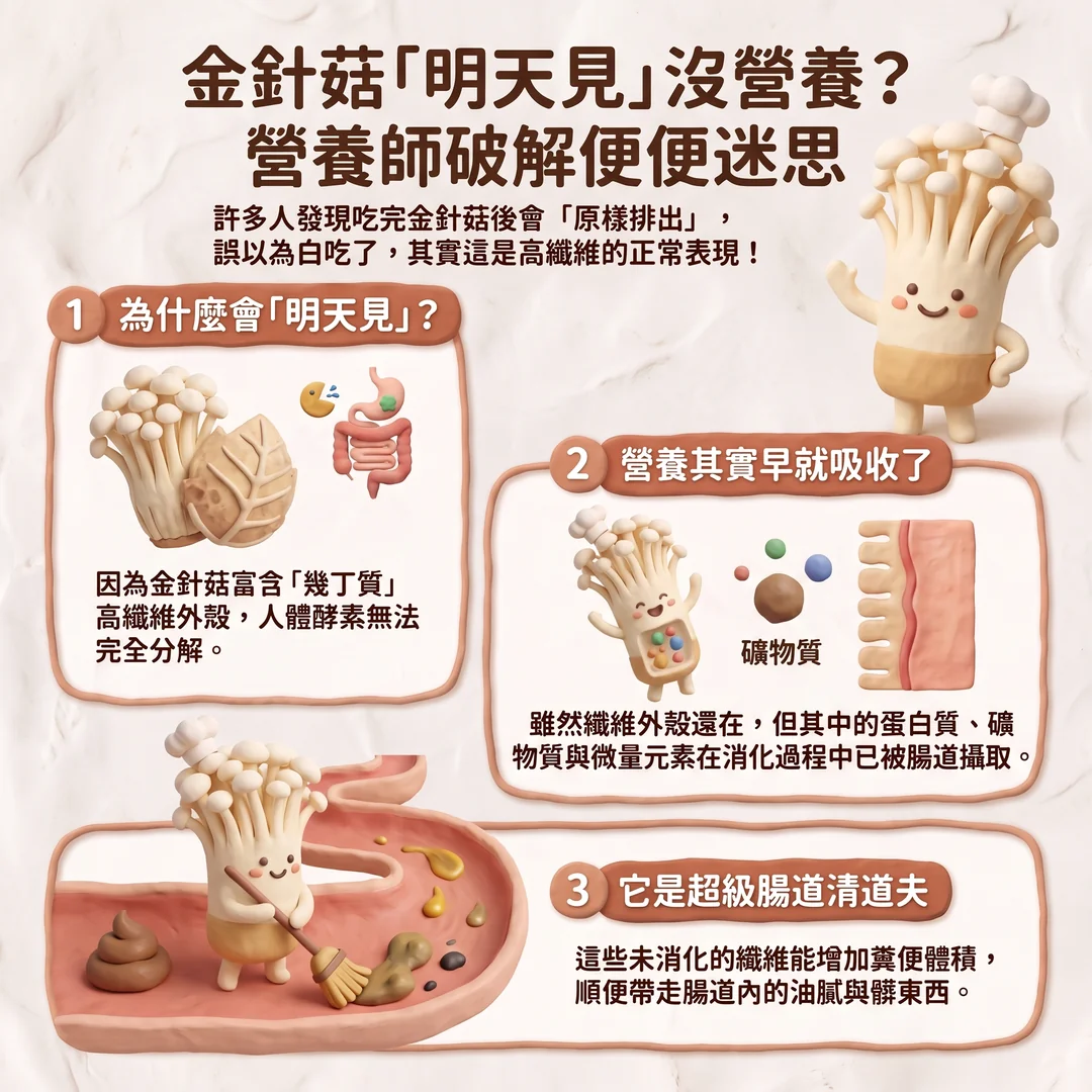 營養師破解金針菇迷思（圖／AI生成製圖）