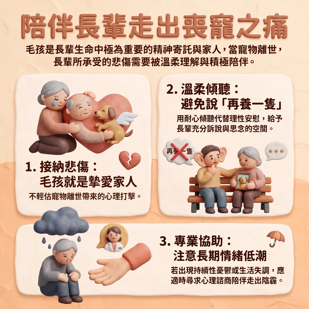 陪伴長輩走出喪寵之痛(圖/AI生成製圖)