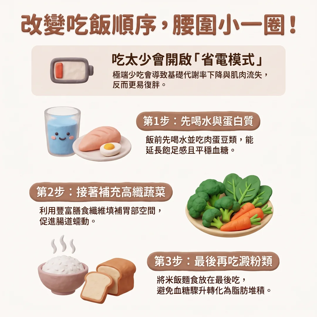 改變吃飯順序瘦身指南(圖/AI生成製圖)