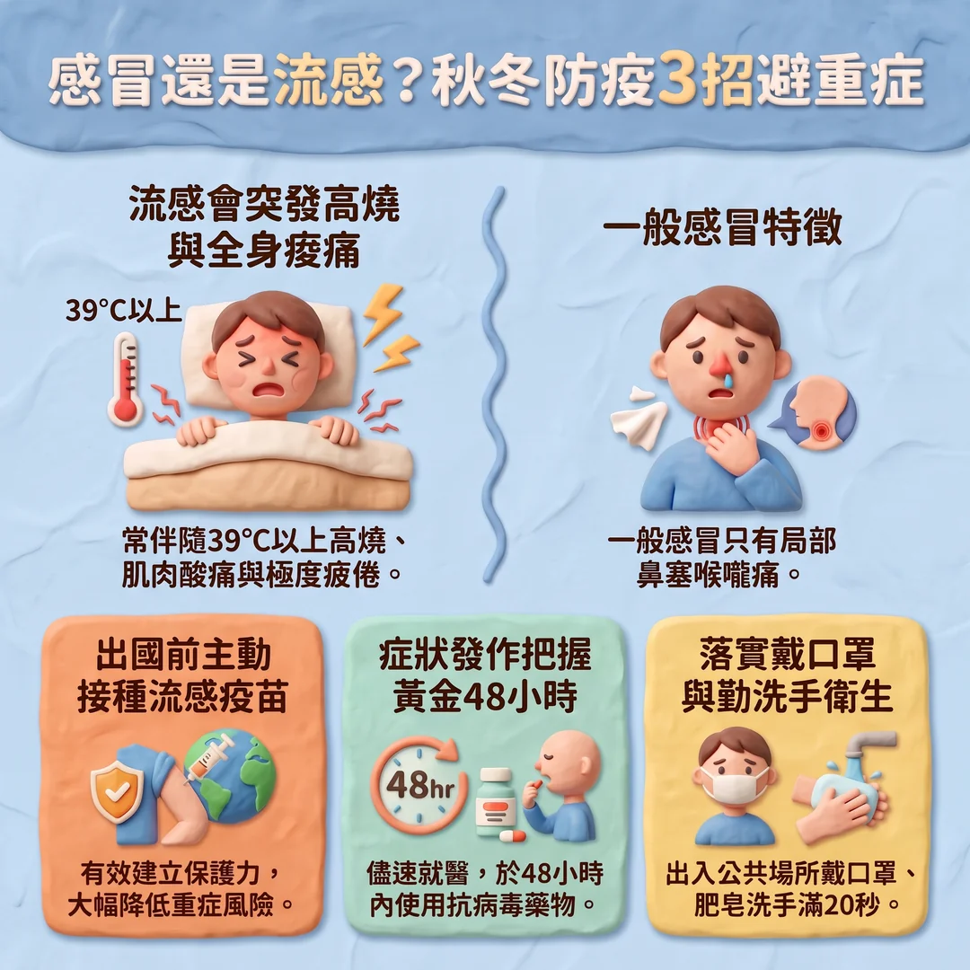 秋冬流感防疫指南(圖/AI生成製圖)