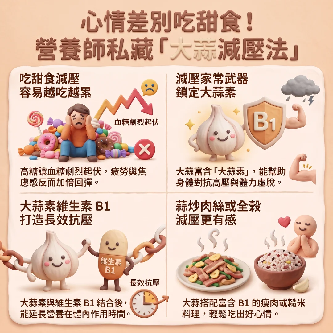 營養師私藏大蒜減壓法(圖/AI生成製圖)