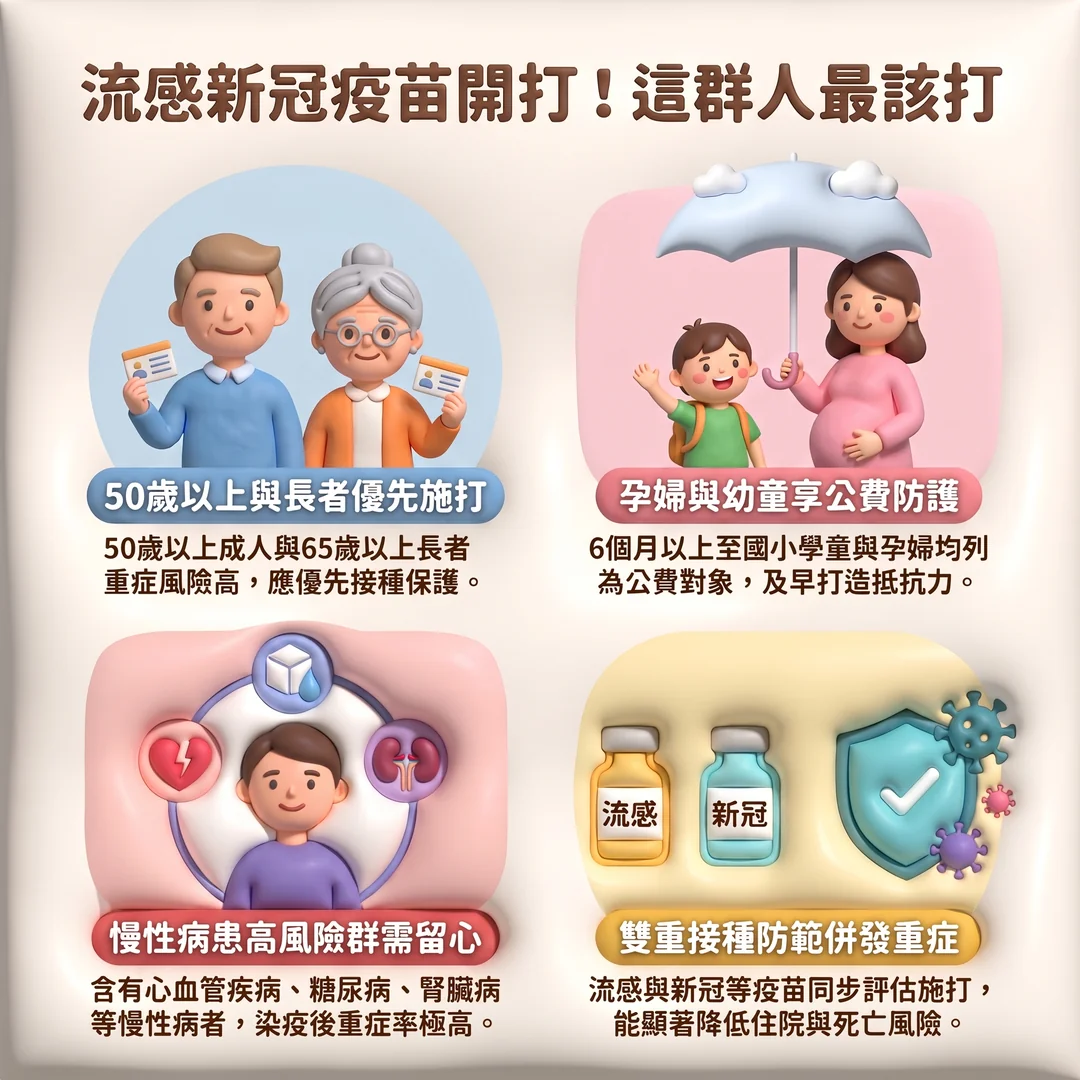 流感與新冠疫苗施打指南(圖/AI生成製圖)
