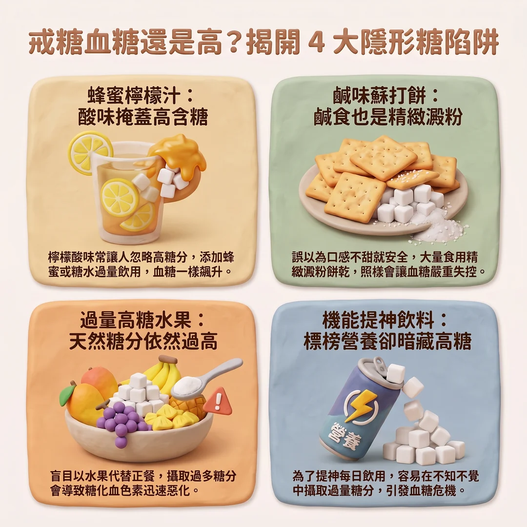 揭開四大隱形糖陷阱(圖/AI生成製圖)
