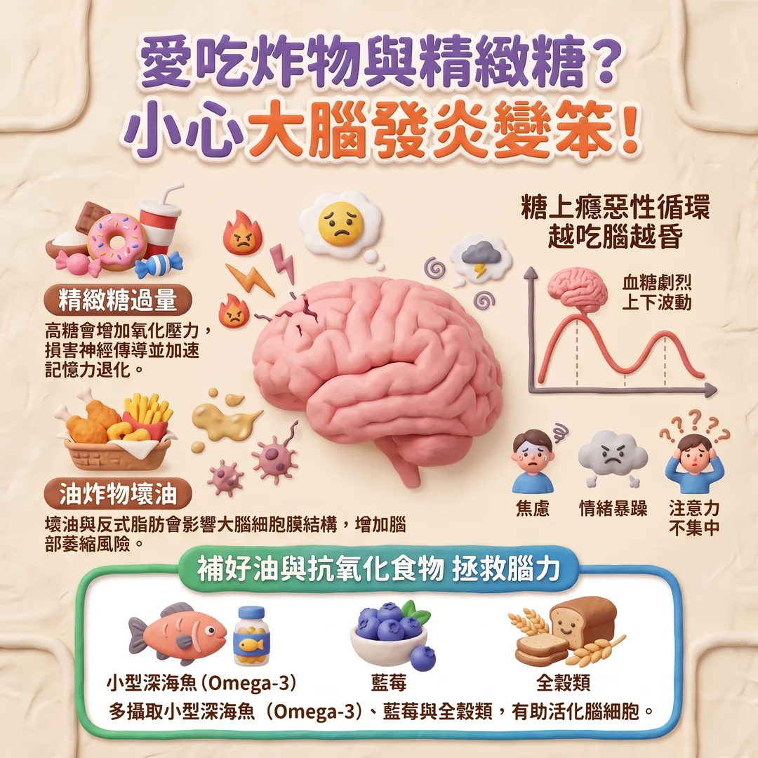 飲食與大腦健康指南（圖／AI生成製圖）