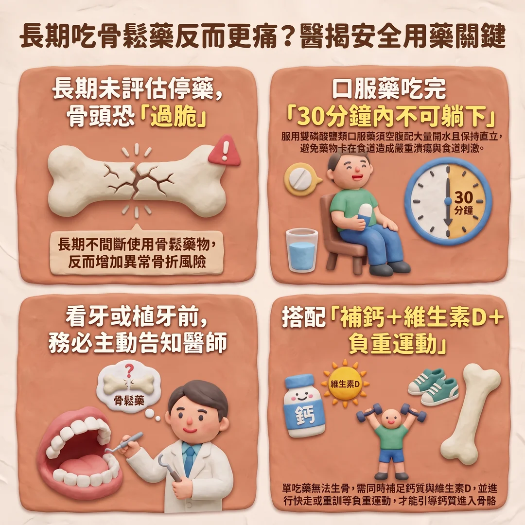 骨質疏鬆用藥安全指南(圖/AI生成製圖)