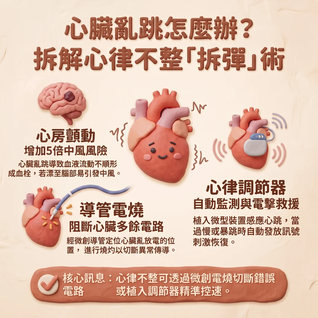 拆解心律不整拆彈術（圖／AI生成製圖）