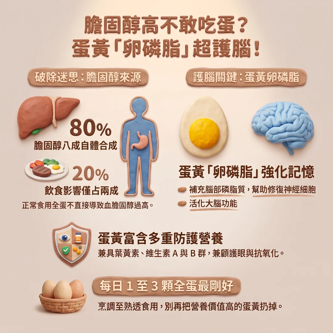 蛋黃營養與膽固醇迷思（圖／AI生成製圖）