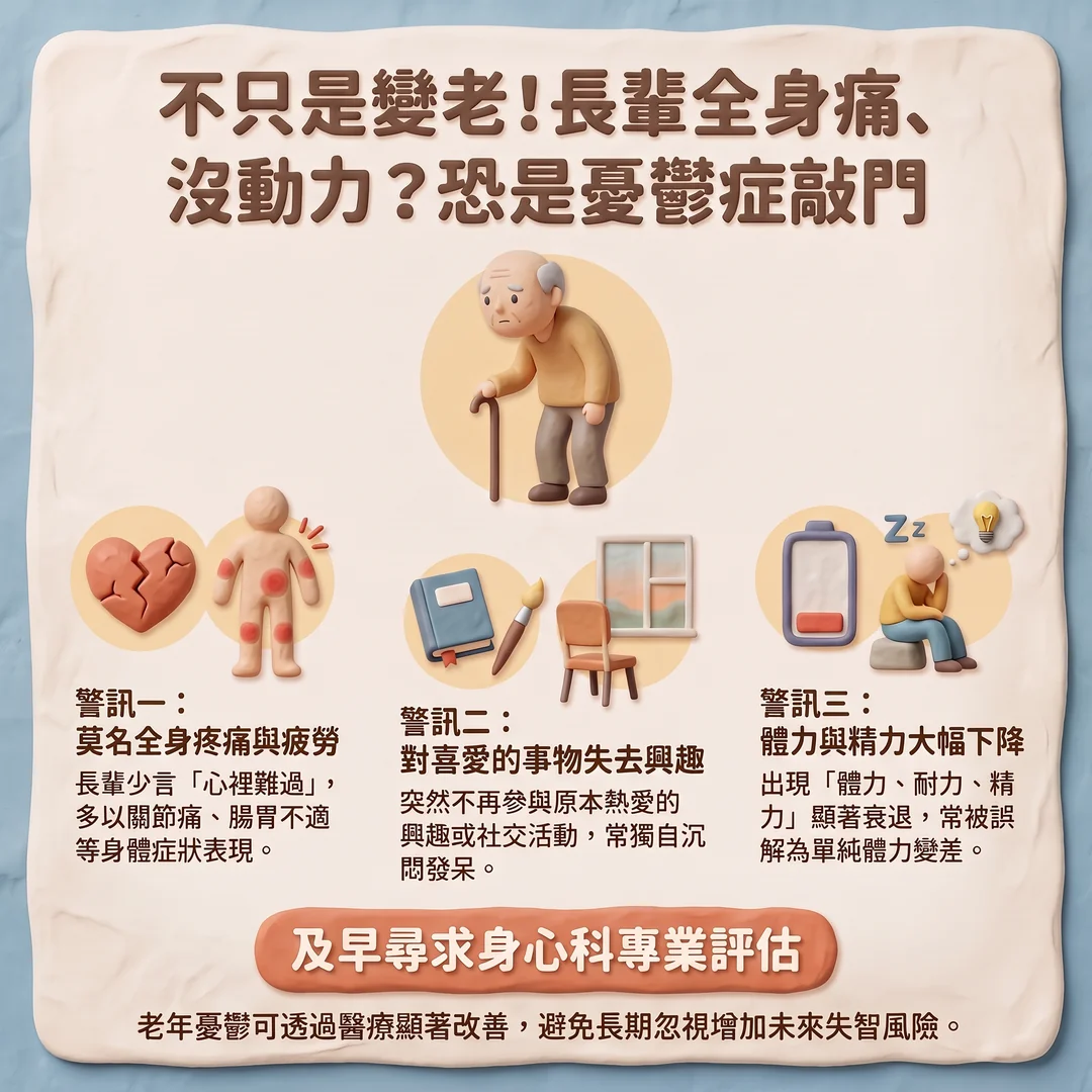 長輩憂鬱症三大警訊（圖／AI生成製圖）