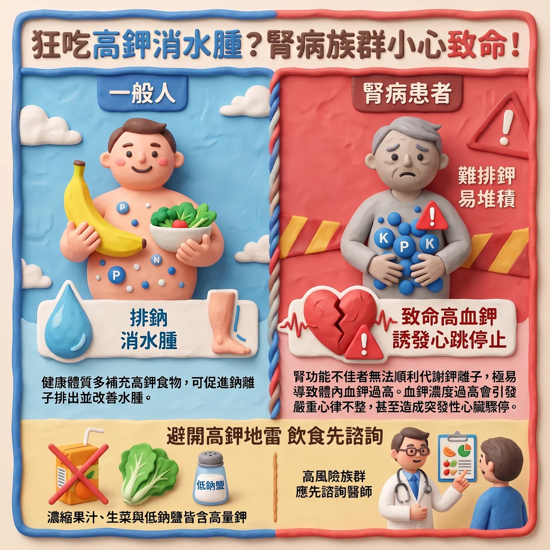 腎病族群高鉀飲食須知（圖／AI生成製圖）