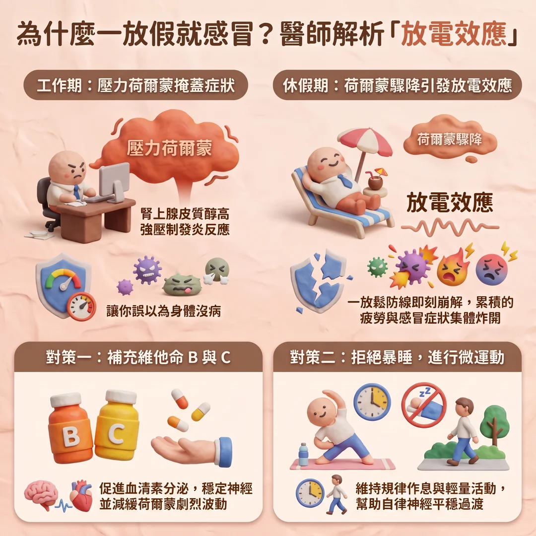 解析放假感冒的放電效應（圖／AI生成製圖）