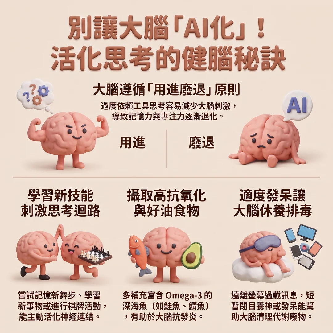 活化思考健腦秘訣（圖／AI生成製圖）
