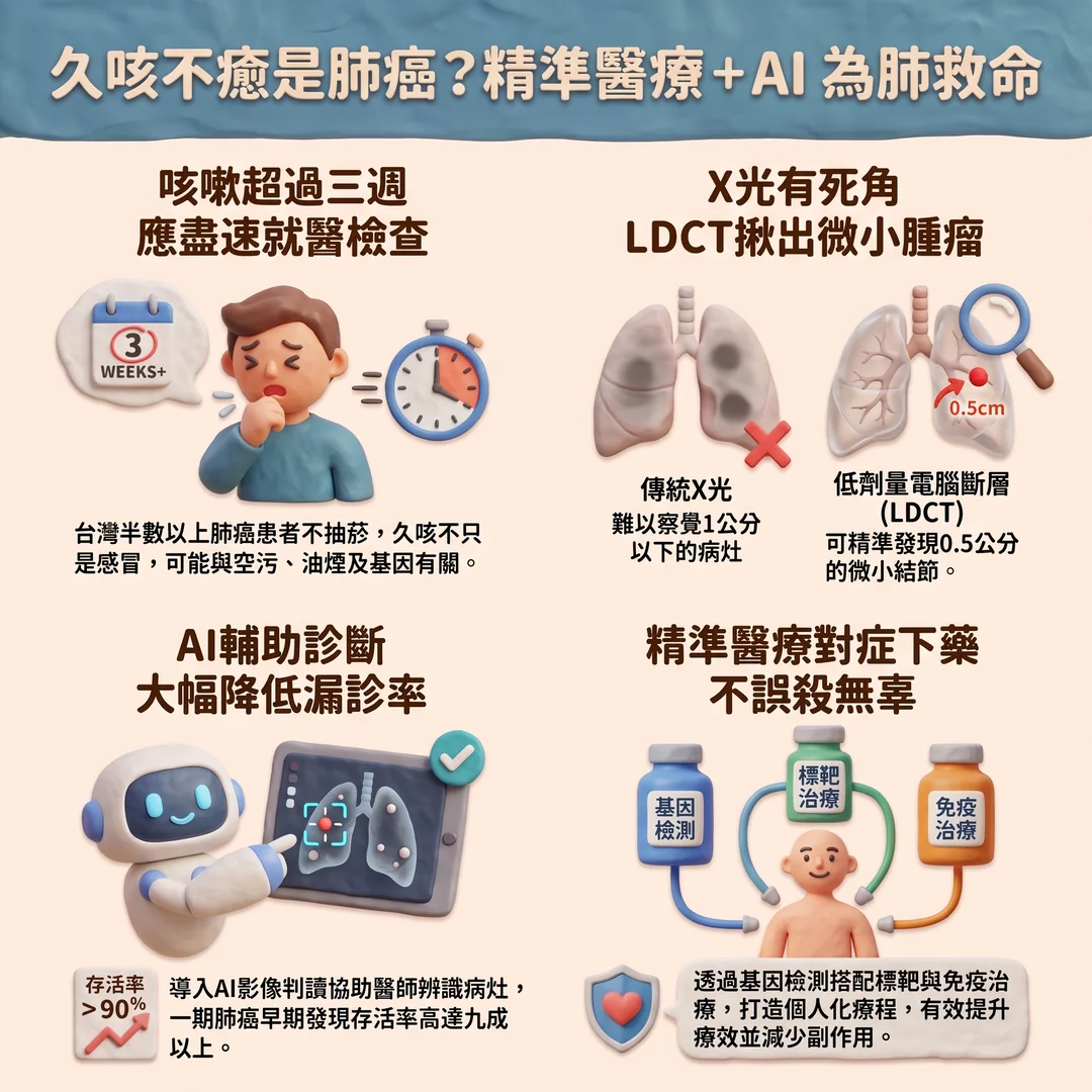 精準醫療與AI防治肺癌（圖／AI生成製圖）