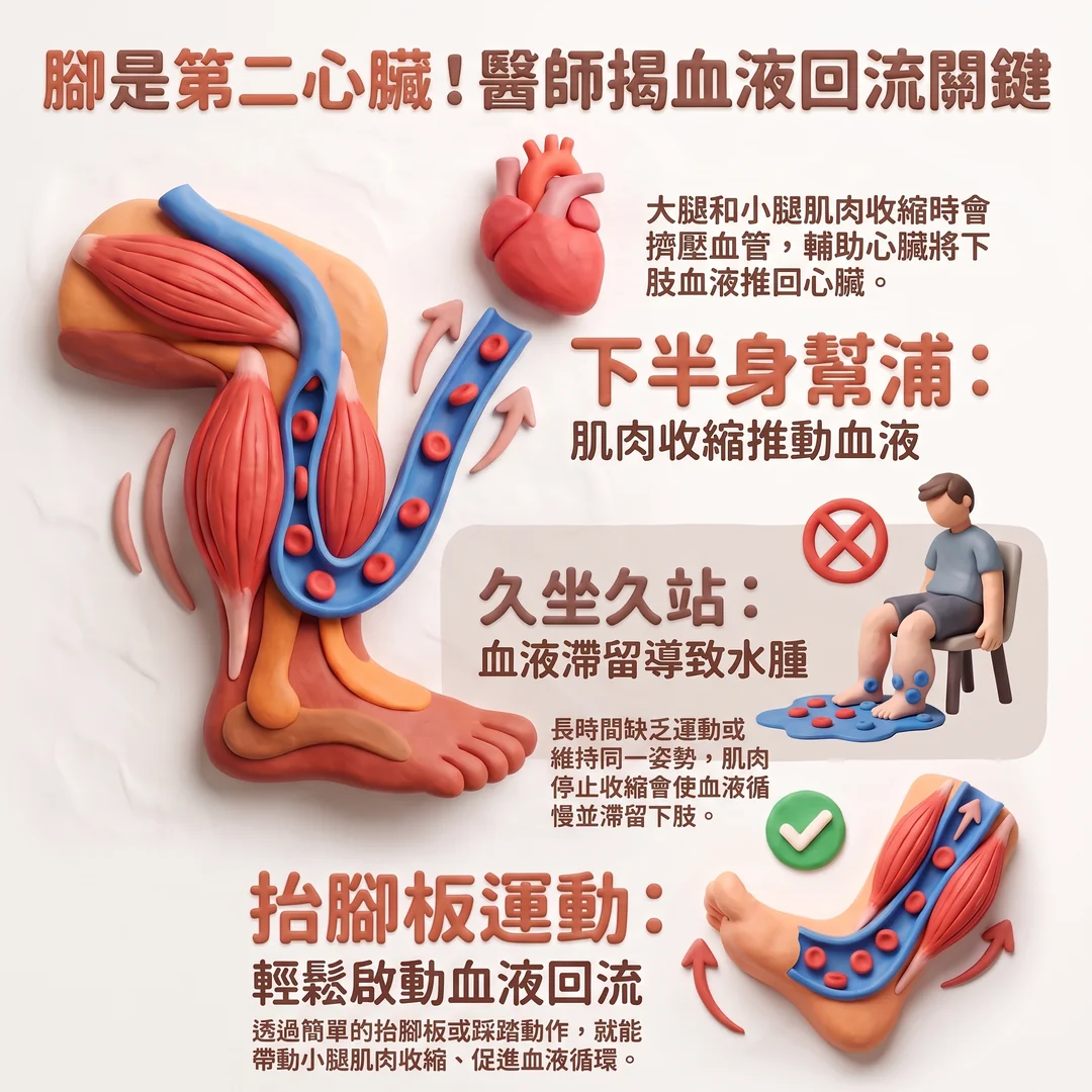 腳是第二心臟衛教圖解(圖/AI生成製圖)