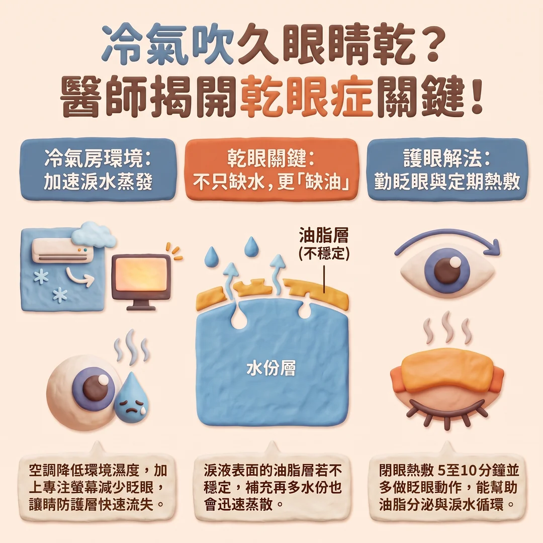 醫師解析乾眼症關鍵(圖/AI生成製圖)