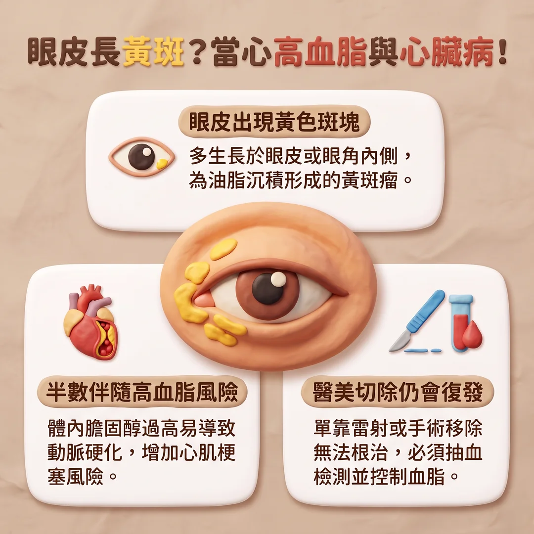 眼皮黃斑與高血脂警訊(圖/AI生成製圖)